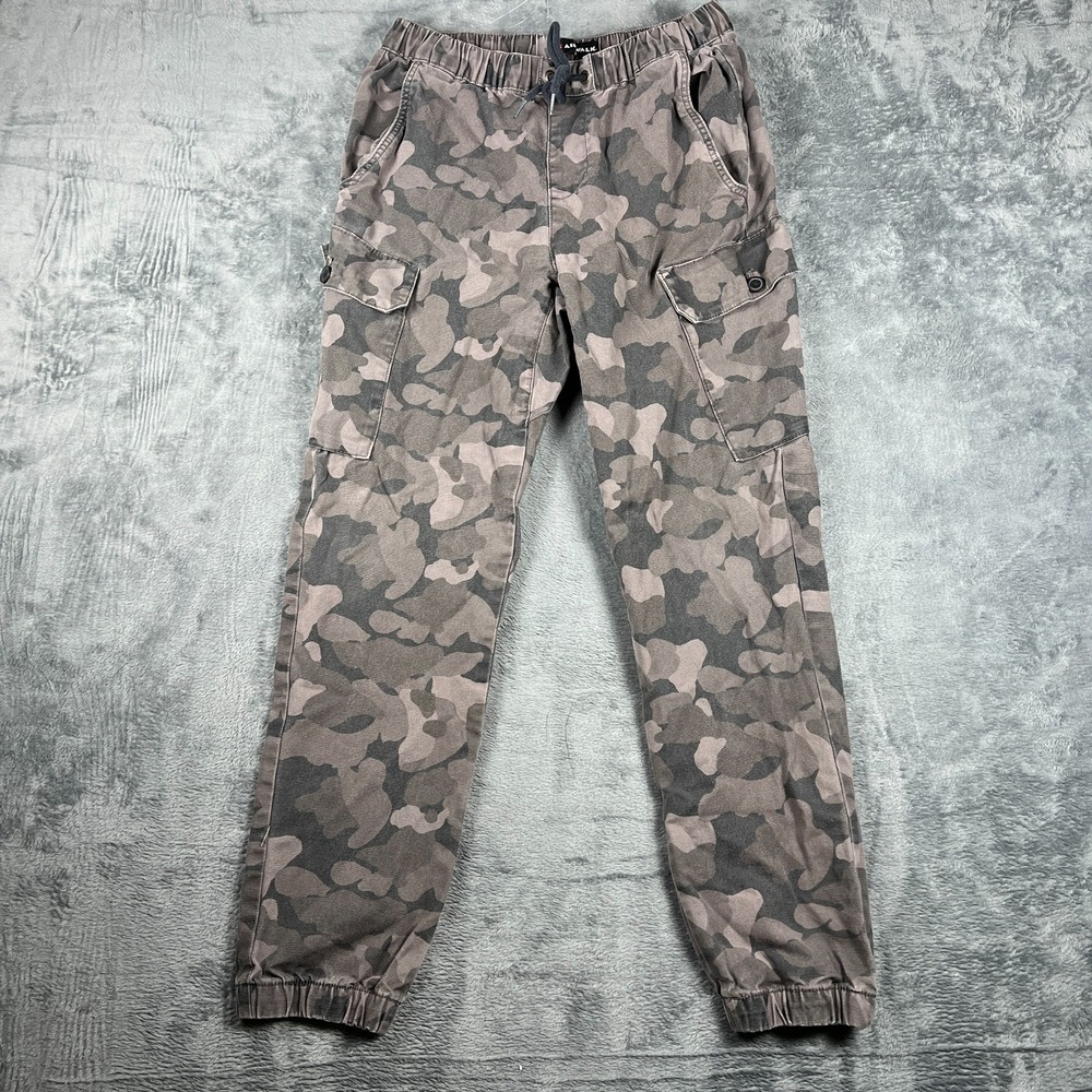 Airwalk Jogger Pants Mens Small Multi Camo Cargo Pockets Tapered Leg Drawstring